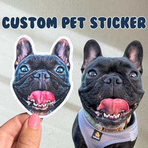 Adesivo personalizzato per animali domestici - Illustrazione personalizzata per animali domestici, Ritratto di animali domestici, Schizzo di animali domestici, Adesivo per cani, Adesivo per gatti, Regalo commemorativo per animali domestici, Adesivo per bottiglie d'acqua