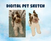 Air Brush Pet Illustration - Dog Cat Bunny Cartoon Art, Custom Pet Drawing, Dog Doodle, Wedding Art, Pet Profile Picture, Pet Watercolor Art