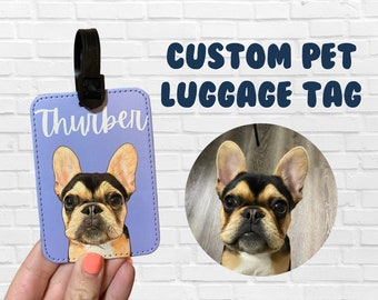 Custom Pet Luggage Tag - Pet Illustration, Personalized Leather Luggage Tag, Custom Dog Cat Sketch, Dog Cat Luggage Tag, Pet Portrait Art