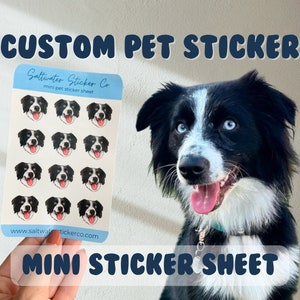 Custom Pet Cartoon Mini Sticker Sheets - Custom Dog Cat Illustration, Pet Portrait Art, Mini Pet Stickers, Sticker Sheet, Pet Digital Art