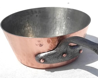 Vintage 6.5inch Copper Splayed Saute Windsor Pan| Llecellier Villedieu| Hammered Walls| Made in France| Mint tin Lining| 1.5mm| 2lbs|