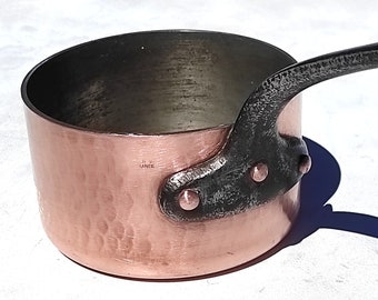 Vintage 5.7inch French Copper Saucepan| Made in France| Hammered Finish| Excellent Tin Lining| French Copper Cookware| 3mm Thick| 3.3lbs|