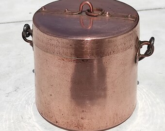 Vintage 7.5inch French Copper Cauldron Pot| Antique Cauldron Pot| Dovetail Jointed| Rounded Rim| 1.1lbs| Gift Idea!