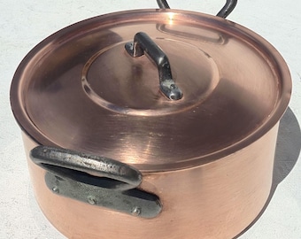 marmite vintage en cuivre, fabriquée en France, doublure en étain, 2,5 mm, 6,6 lb, 9,3 pouces