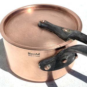 Vintage Mauviel French Copper Saucepan with Lid - 4.8 inch
