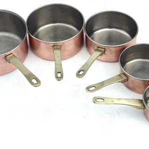 Vintage Copper Saucepan Set x5, Made in France, Stainless Steel Lining, 8.8lbs