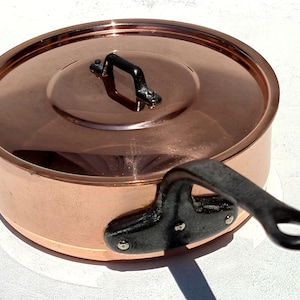 Vintage French Copper Saute Pan With Lid| Made in France| Mint Tin Lining| Vintage Copper Cookware| 9.1inch| 1.5mm| 5lbs| Gift Idea!