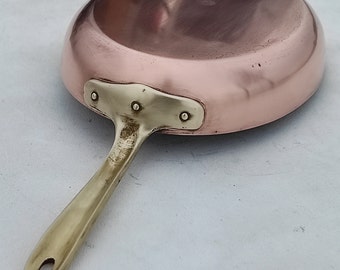 Vintage Oval Kupfer Bratpfanne | Bongusto Italien| Zinnfutter | Messing Griff | Vintage Kupfer Kochgeschirr | 44 cm | 1 kg | Geschenkidee!