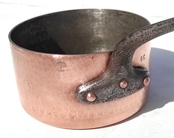 Vintage 8.1inch French Copper Saucepan| Chomette Favor GC| Made in France| Hammered Finish| French Copper Pot| 2.5mm| 6lbs| Gift Idea!
