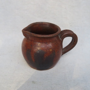Small Dorothy Phillips Studio Pottery Pitcher / Red Ocher With Black Plant Designs / Expressionist /  Nice Earthy, Rustic Display Piece