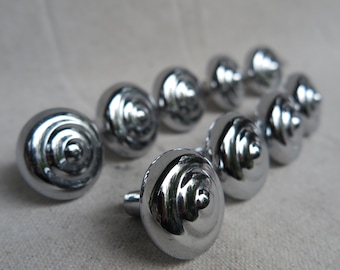 Vintage Round Polished Chrome KBC Cabinet Knob, Drawer Pull / Circular Keeler Belwith Co. Solid Metal Furniture Hardware