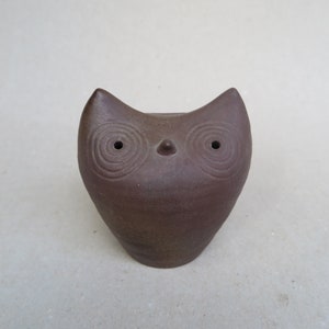 Vintage Studio Pottery Owl Piggy Bank / Brown Earth Tones / Matte Glaze / Modern / 4 1/2" Tall