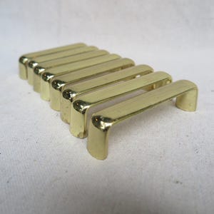 Vintage Polished Bright Gold Finish, Solid Metal Cabinet Handle, Drawer Pull / Made In Taiwan / 80s Deco Modern Furniture Hardware