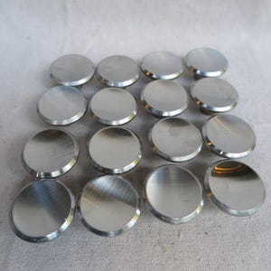 Vintage Mid Century Brushed Chrome 1 1/2 Inch Concave Drawer Pull, Cabinet Pull / Round Knob With Beveled Edge