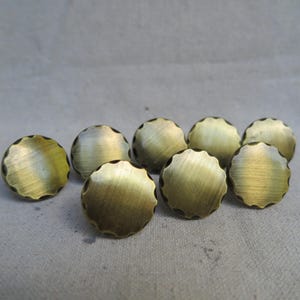 Vintage Round Brush Brass, Gold Scallop Edge Drawer Pull, Cabinet Knob / Southwest Lodge / JB Furniture Hardware