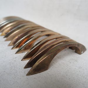 Vintage MCM Copper Finish Cast Metal Arch Style Drawer Pull With Concave Ridge / Mid Century Furniture Hardware