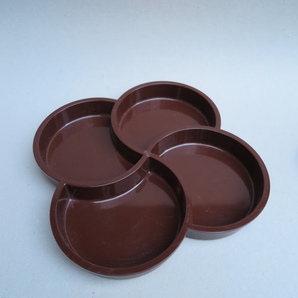 Vintage Dansk Brown Plastic Swirl Tray / Chip Dip or Bowl / Summerhouse Design / Gunnar Cyren / Mid Century Denmark