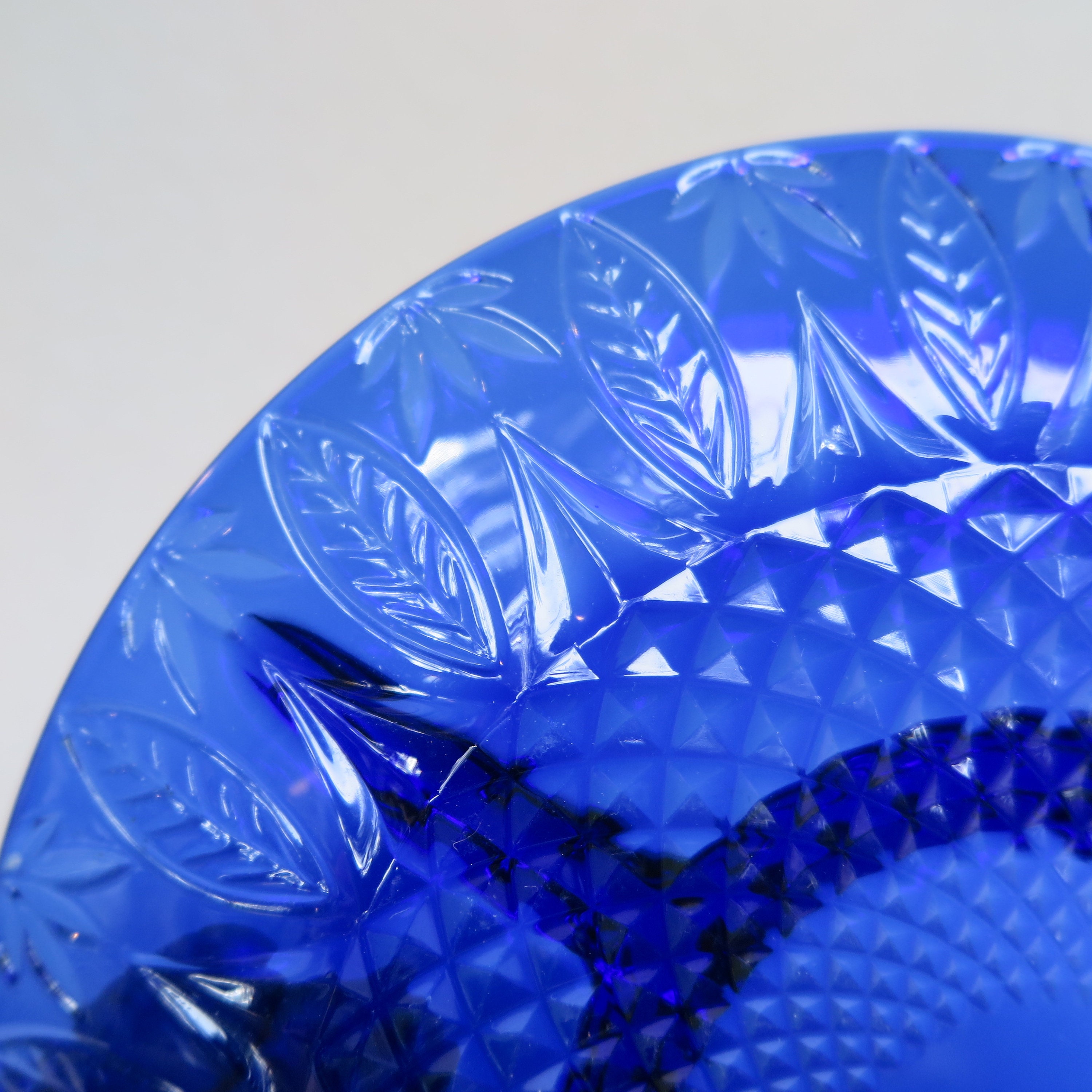 Vintage Cobalt Blue Cut Glass Appetizer or Crudités Plate / Etsy