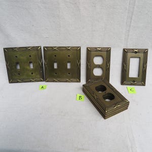 Vintage Liberty Hardware LHMC 2003 Art Deco Style Solid Brass Double Light Switch Plate, Outlet Plate, Rocker Plate / Prices for Each