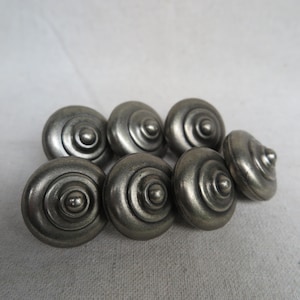 Vintage Round, Circular Shield Style, Brushed Metal, Pewter, Cabinet Knob, Drawer Pull / JD Made