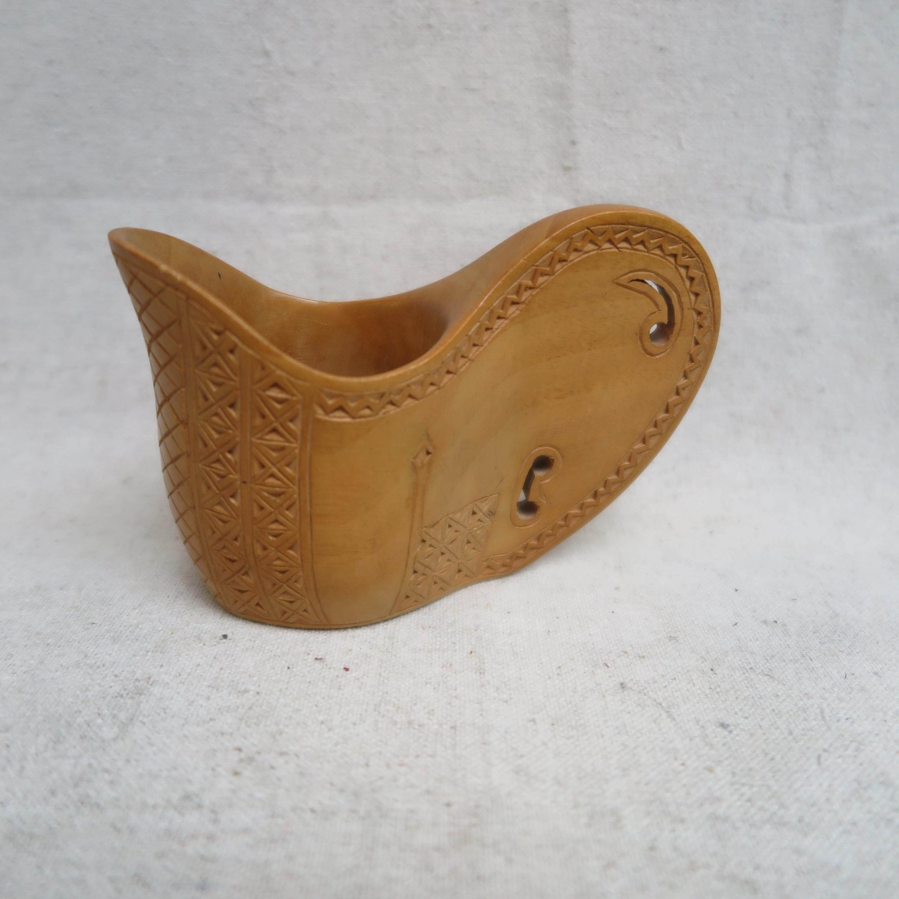Vintage Yugoslavian Hand Carved Wood Folk Art Wedding Cup / Celebrate Love And Unity