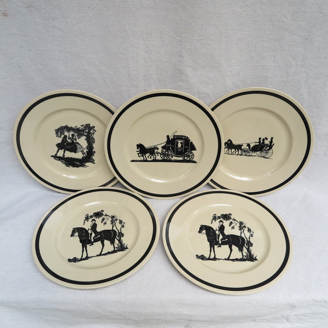 Syracuse Pottery Early American Silhouettes Plates / Equestrian Series