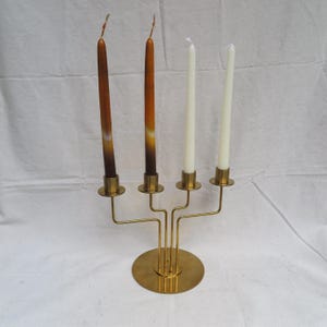 Vintage Gold Tone IKEA Parlband Candelabra / Like Swedish Ystad Metall Taper Candle Holder / Art Deco / MCM / Holds 4 Tapers