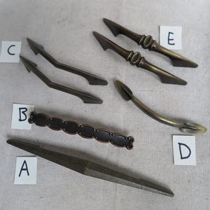 Vintage Assorted MCM Faceted, Bronze, Unlacquered Brass, Chevron, Arch Style, Weslock, Amerock Drawer Pull, Cabinet Handle