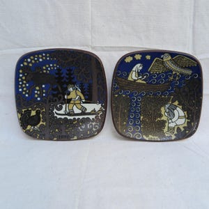 Arabia Finland Kalevala 1978 And 1980 Annual Plate / Vainamoinen Finnish Myth Series / Scandinavian Art Pottery Wall Plate Plaque