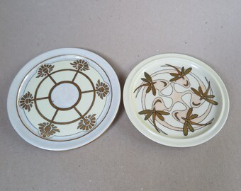 D & Co Art Nouveau Limoges France Plates / Hand Painted Dragonflies, Abstract Designs / Leonard Bernardaud And Remi Delinieres / Set of 2