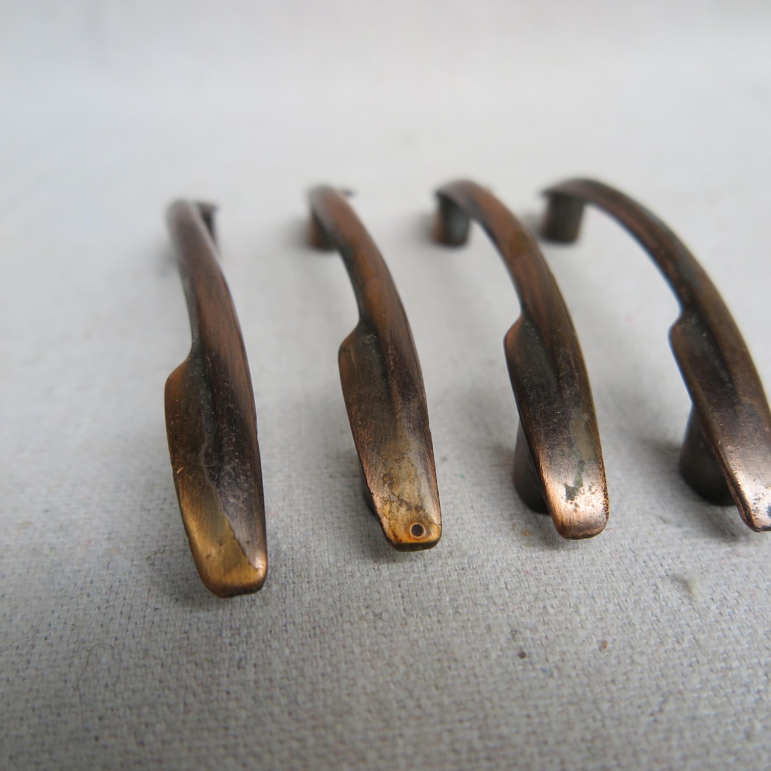 Vintage MCM Brushed Copper Bowtie Drawer Pull / Asymmetrical Narrow ...