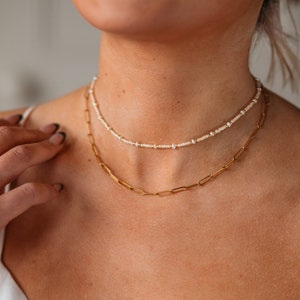 Perlenkette Choker, Halskette mit Perlen, Süßwasserperlenkette, Choker mit echten Süßwasserperlen, Perlenchoker, Pearl Necklace ELNA zdjęcie 2