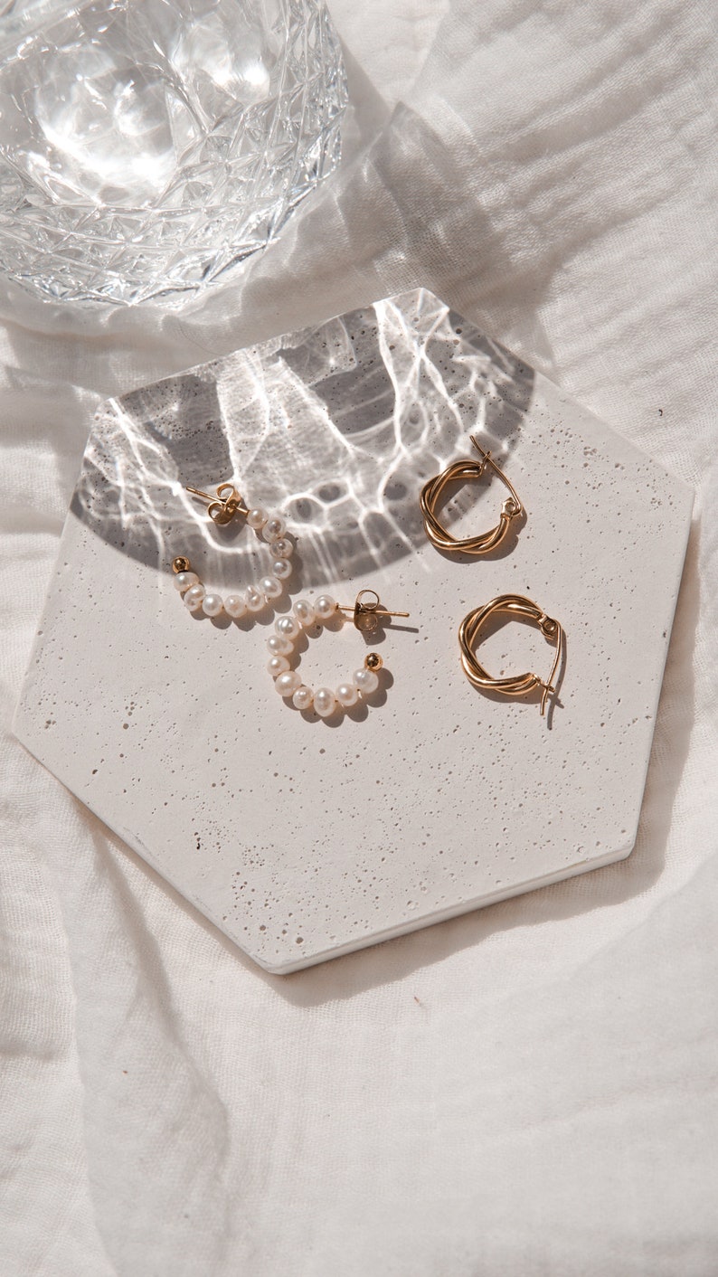 Pearl Earrings Waterproof Earrings with Beads, Stainless Steel Silver Earrings, Pearl Earring freshwater pearls, Silver Earring round EMMIE image 5