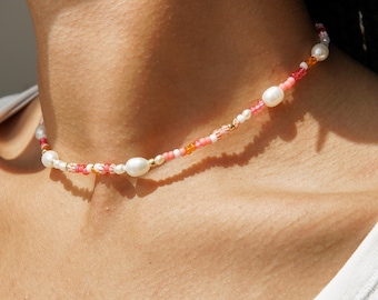 Carina - Necklace with pearls, pearl necklace choker, choker with real freshwater pearls, freshwater pearl necklace, pearl necklace - hejgreta