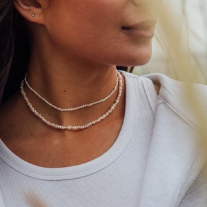 Pearl necklace choker with gold closure, freshwater pearl choker perfect for summer and holidays WILMA image 1