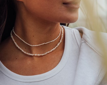 Pearl necklace choker with gold closure, freshwater pearl choker perfect for summer and holidays - WILMA