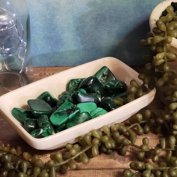 Tumbled Malachite - Green Mineral - Healing Stone - Heart Chakra - Free Shipping