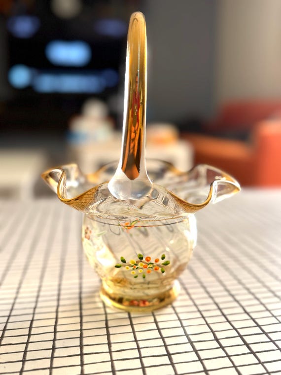 ヴィンテージガラスバスケット - Etsy 日本