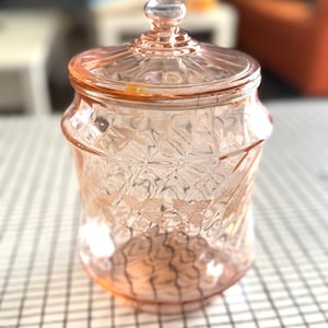 Vintage Pink Depression Glas Keksdose Deckel