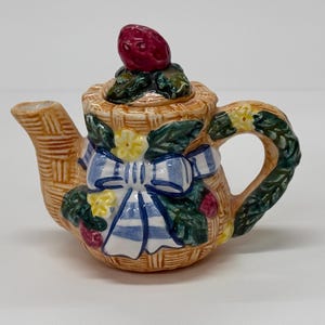 Vintage Miniature Fruit Basket Teapot