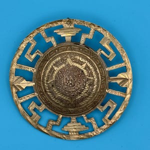 Vintage Mayan Calendar Brooch/Pendant