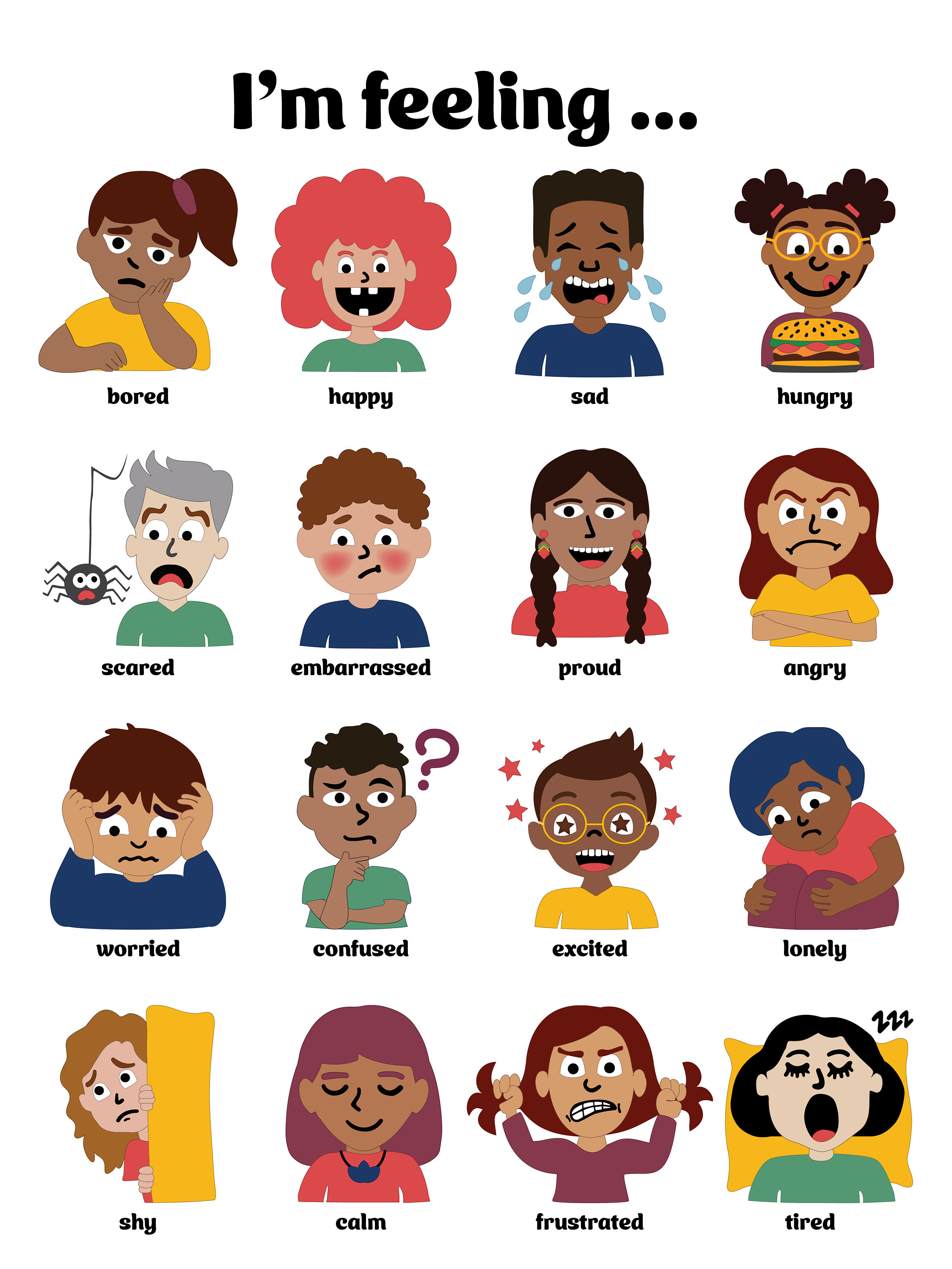 My Feelings Emotions Printable 16 Kids School Counselor Etsy UK