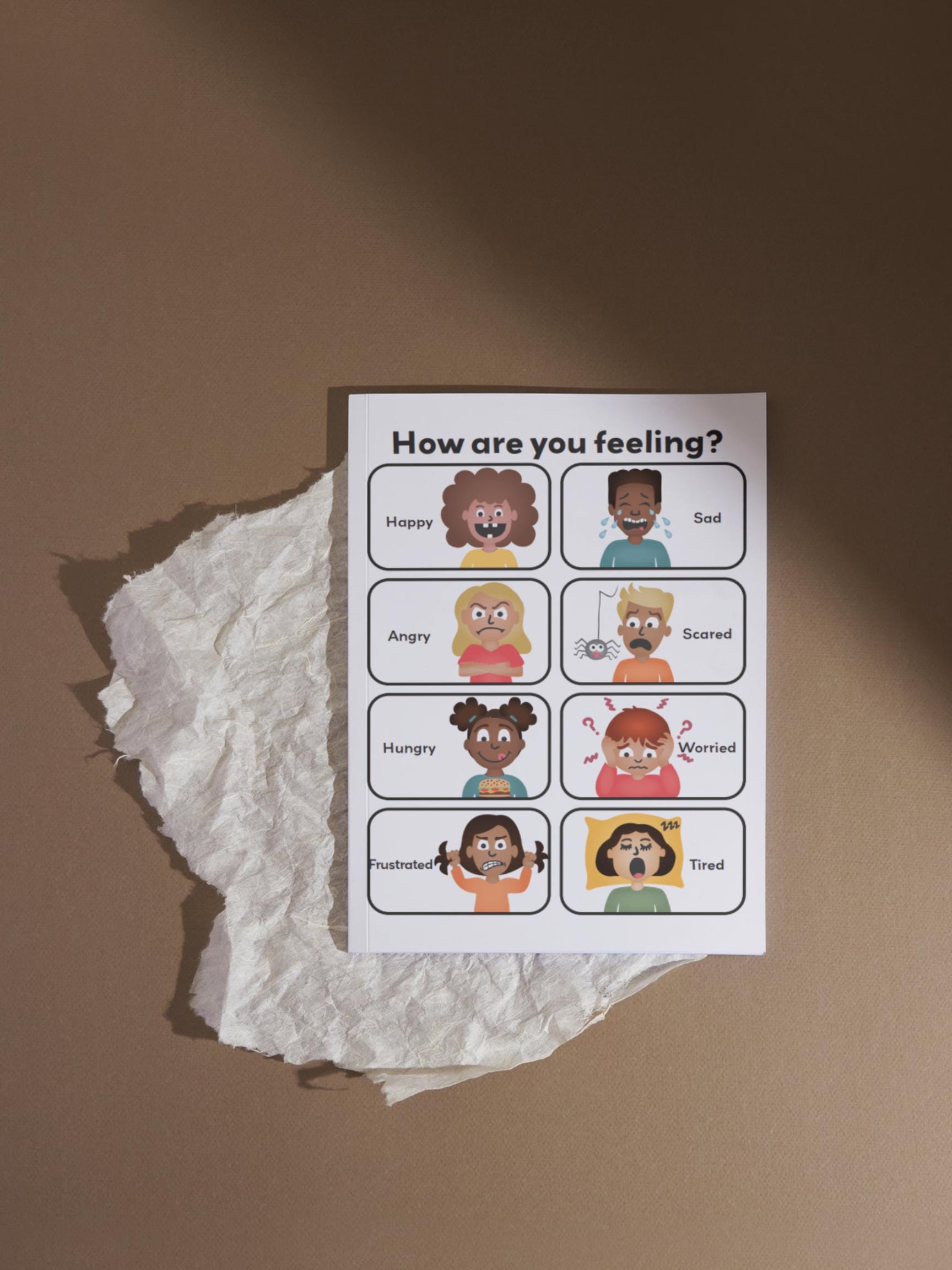 Feelings Poster for Diverse Kids - 8 Emotions White | Classroom Decor ...