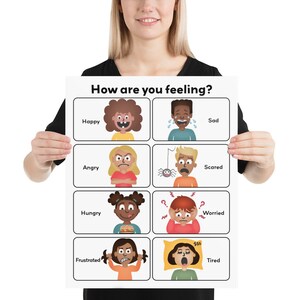 Feelings Chart Colorful Emotions Poster for Kids how - Etsy