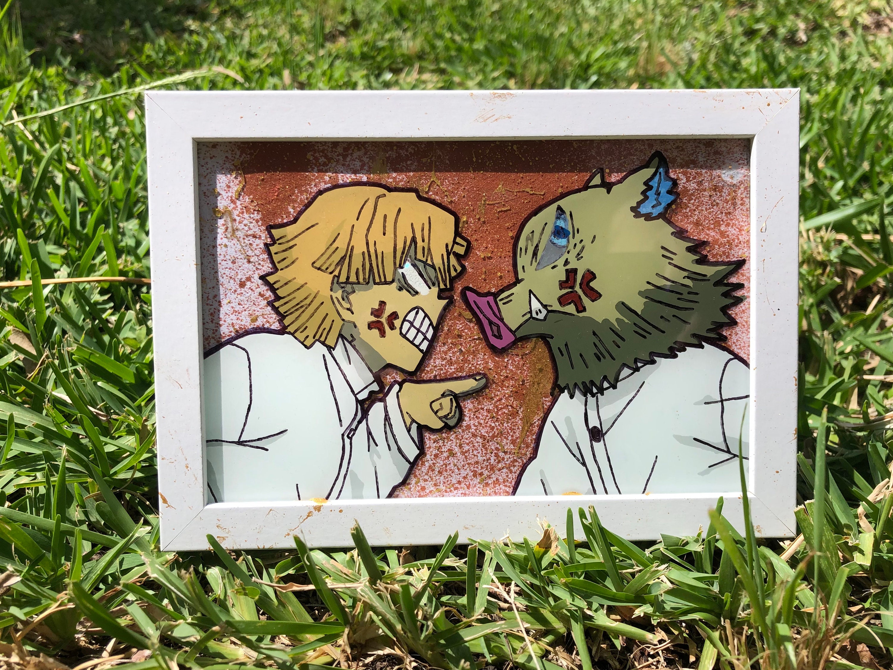 Zenitsu and Inosuke Demon Slayer Acrylic Glass Painting Etsy Australia