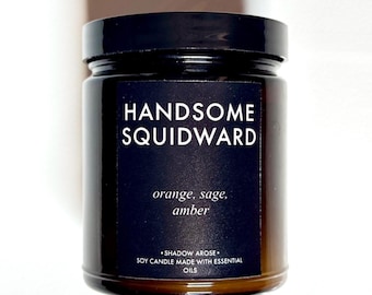 Handsome Squidward Soy Candle: Orange Sage Amber Scent
