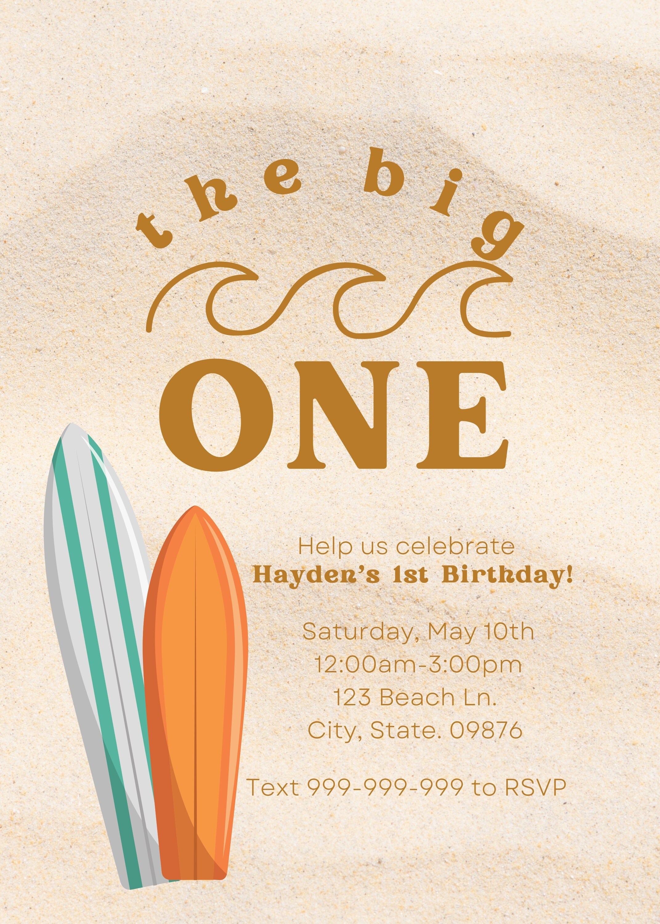 The Big ONE Surf Birthday Invitation Template | 1st Birthday | Surfer ...