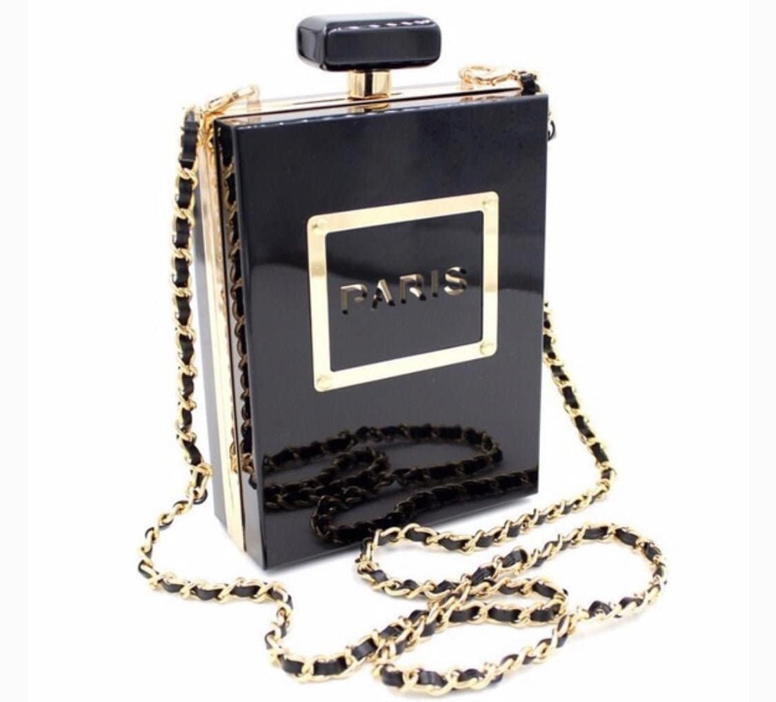 Paris Perfume Bottle Shape Bag With Detachable Chain 