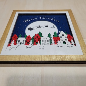 3D Merry Christmas Scene Layered Shadow Box