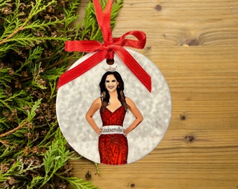 Custom Pageant Ceramic Ornament - Personalized Digital Art Keepsake